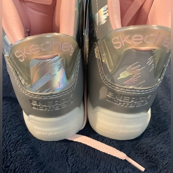 Skechers Energy Lights 2.0 Pink And Gray High Top Shoes size 1.5 girls NWT - Picture 6 of 11